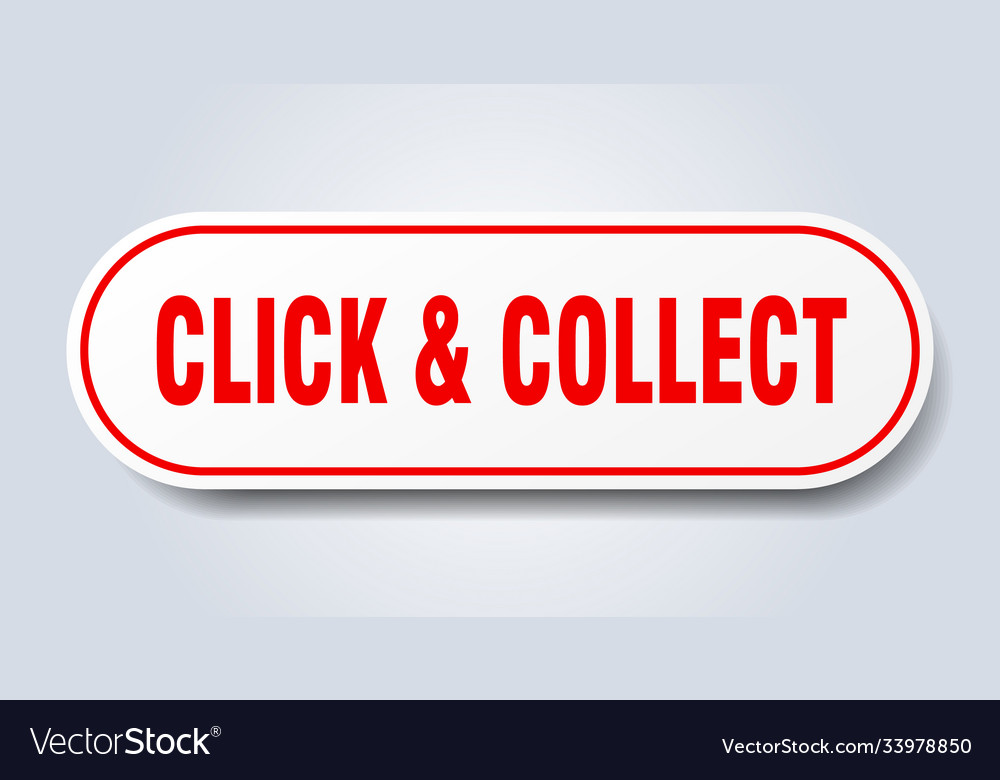 Click collect sign rounded isolated button white