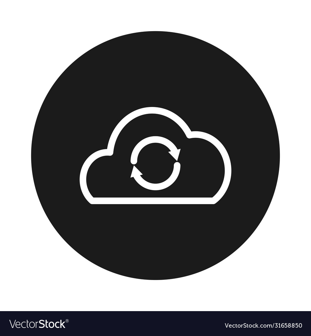 Cloud storage with sync arrows icon block style