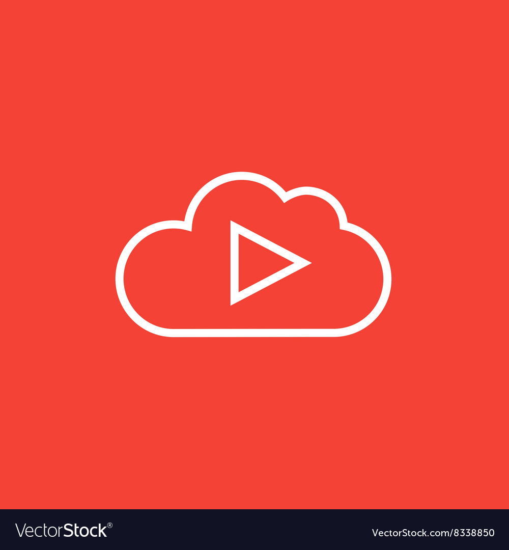 Cloud with play button line icon