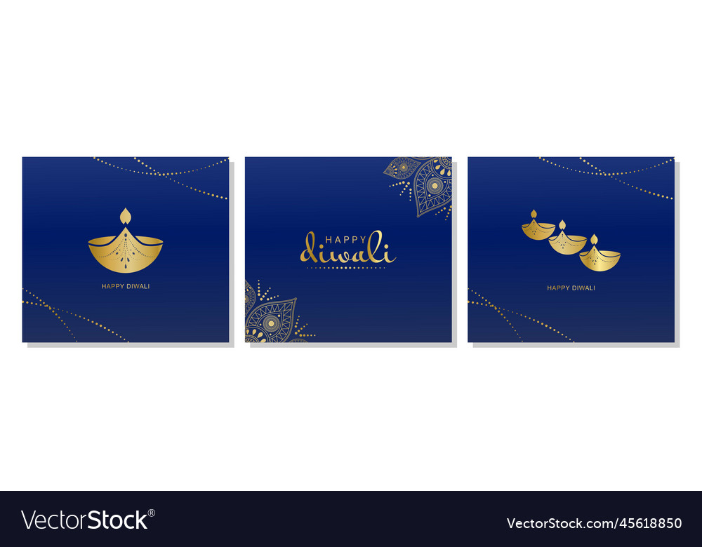 Diwali luxury posters set vector image Diwali luxury posters set
