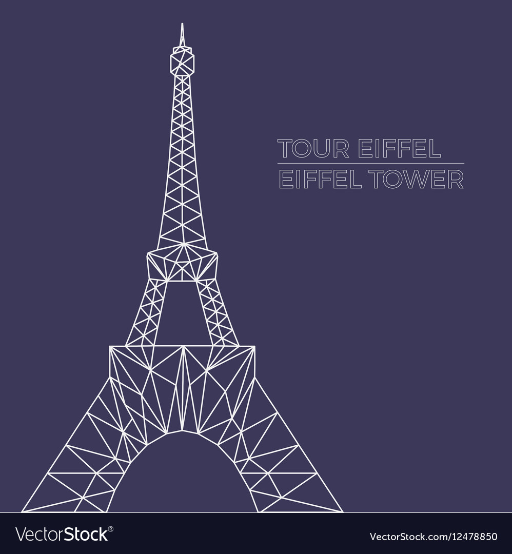 Eiffel Tower Blueprint Style