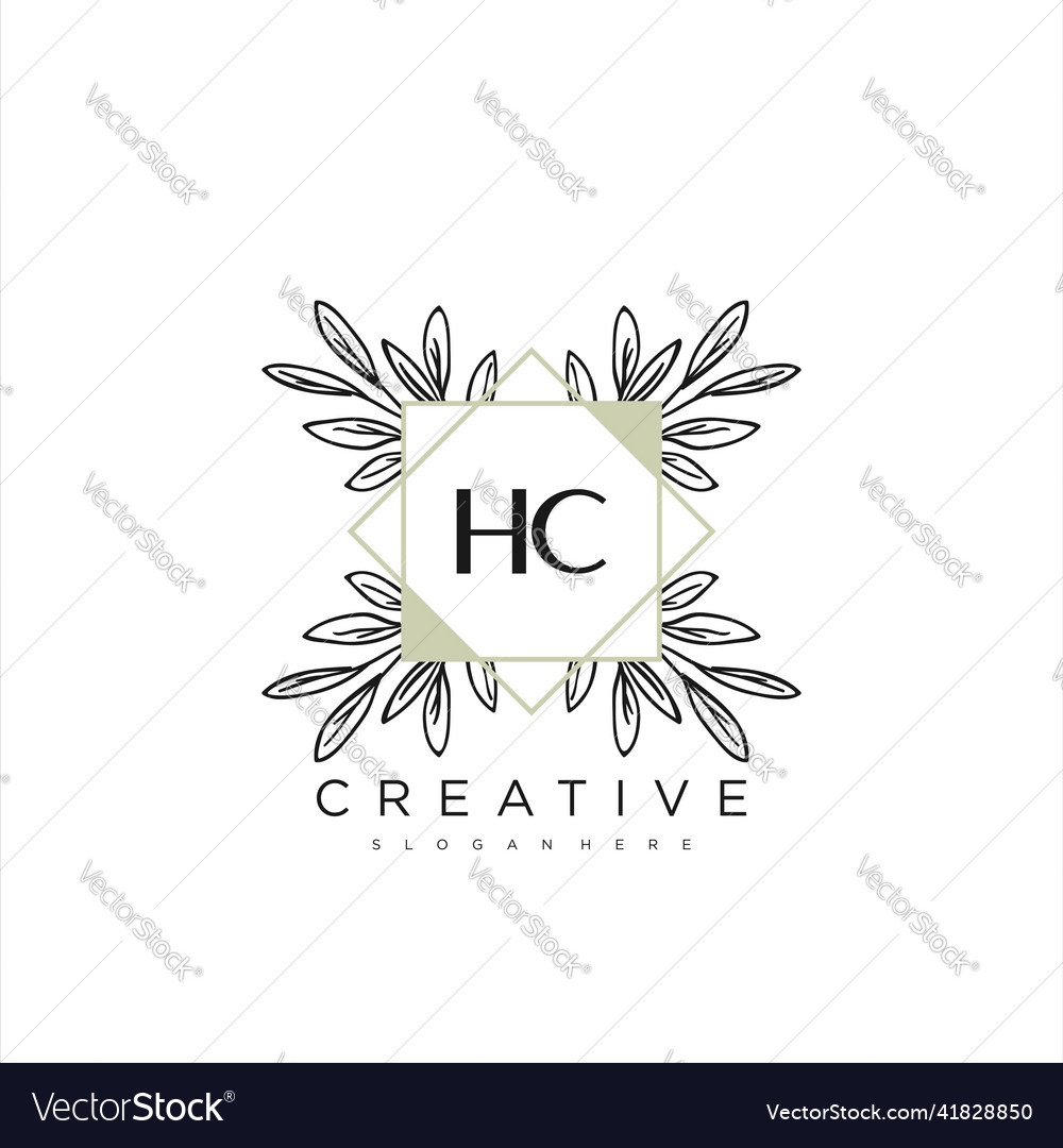 Hc Anfangsbuch Blumen Logo Vorlage Premium Kunst