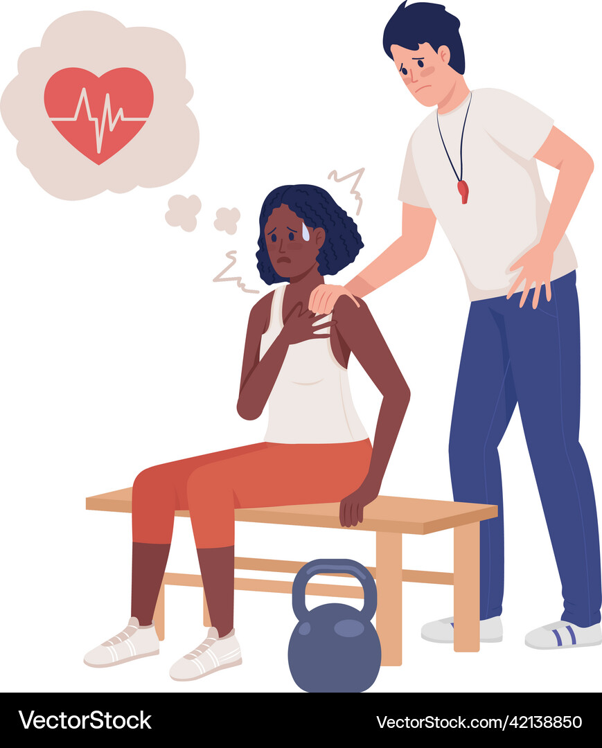 Heart attack after workout semi flat color Vector Image