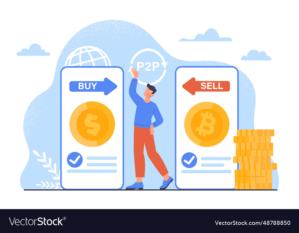 Man with p2p concept