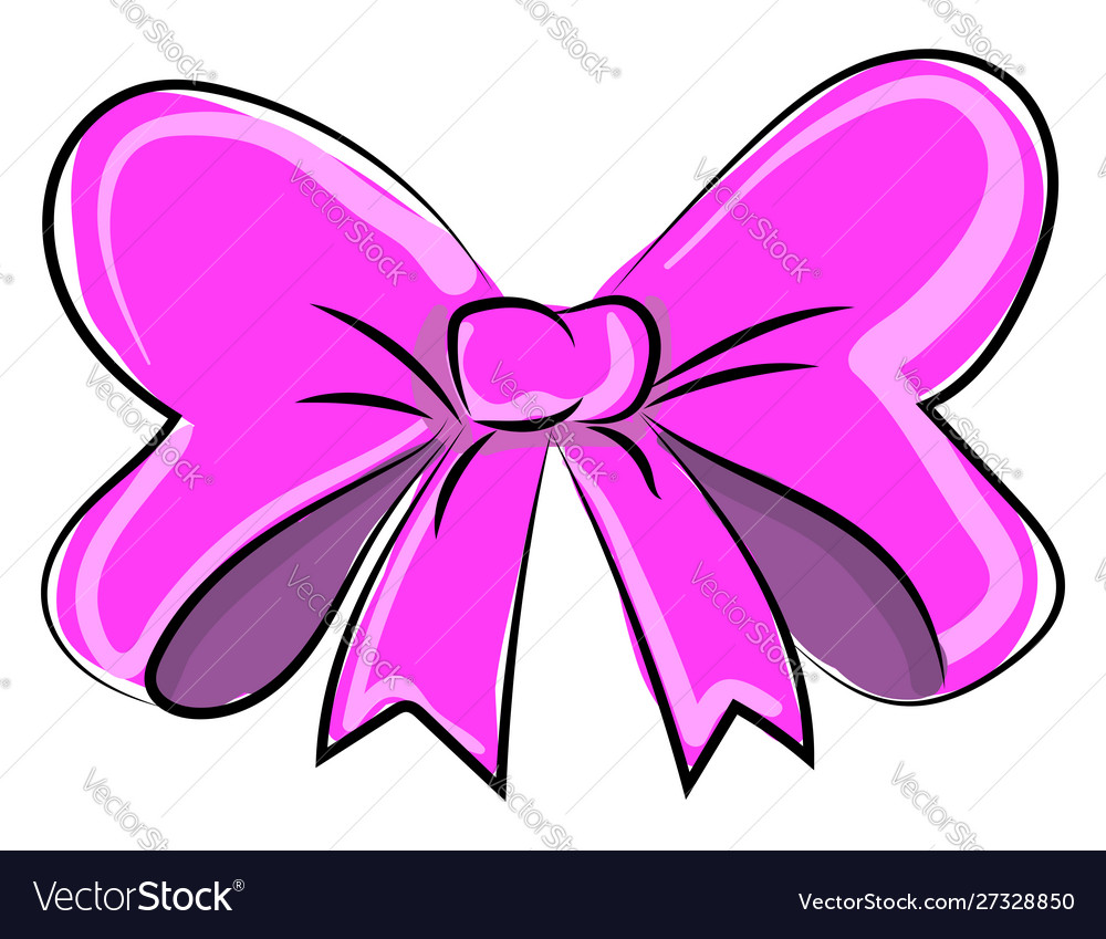 Pink bow on white background