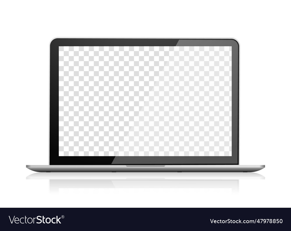 Realistic laptop front view notebook empty screen