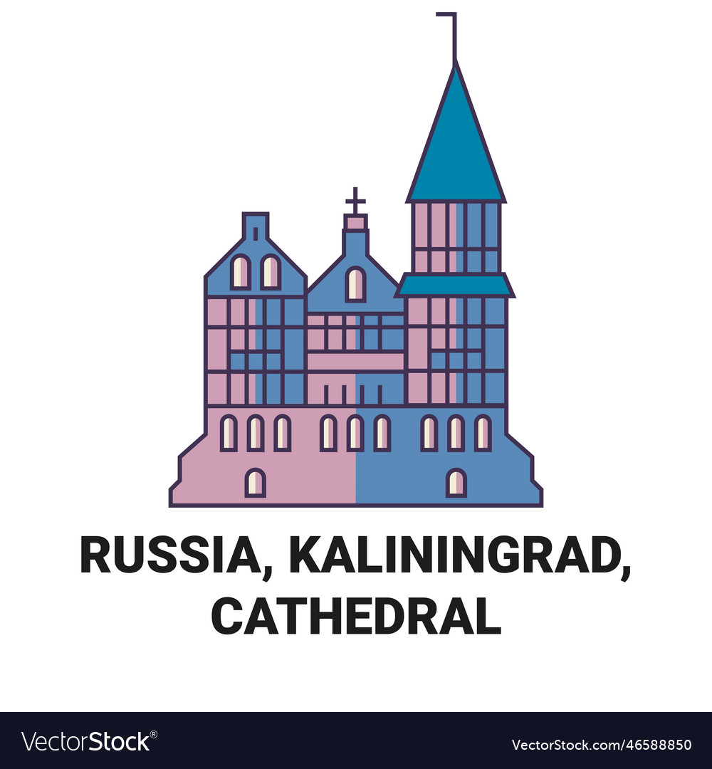 Russia Kaliningrad Cathedral Travel Landmark Vector Image 5099