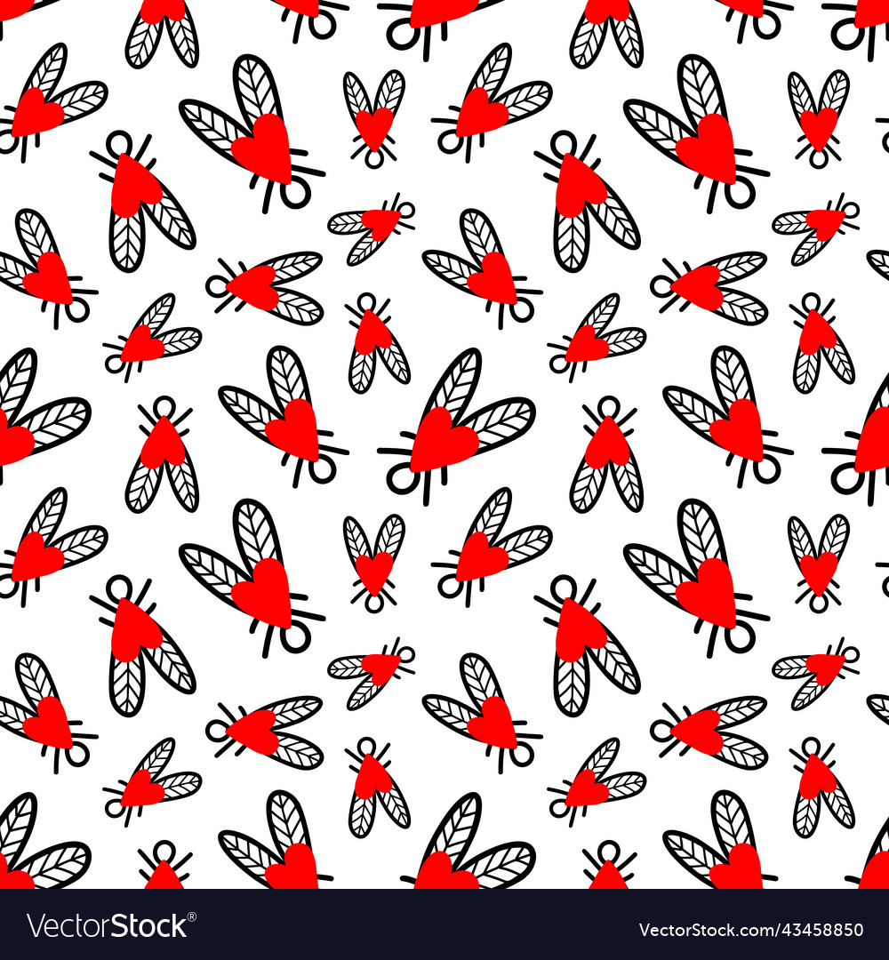 Seamless pattern with flies