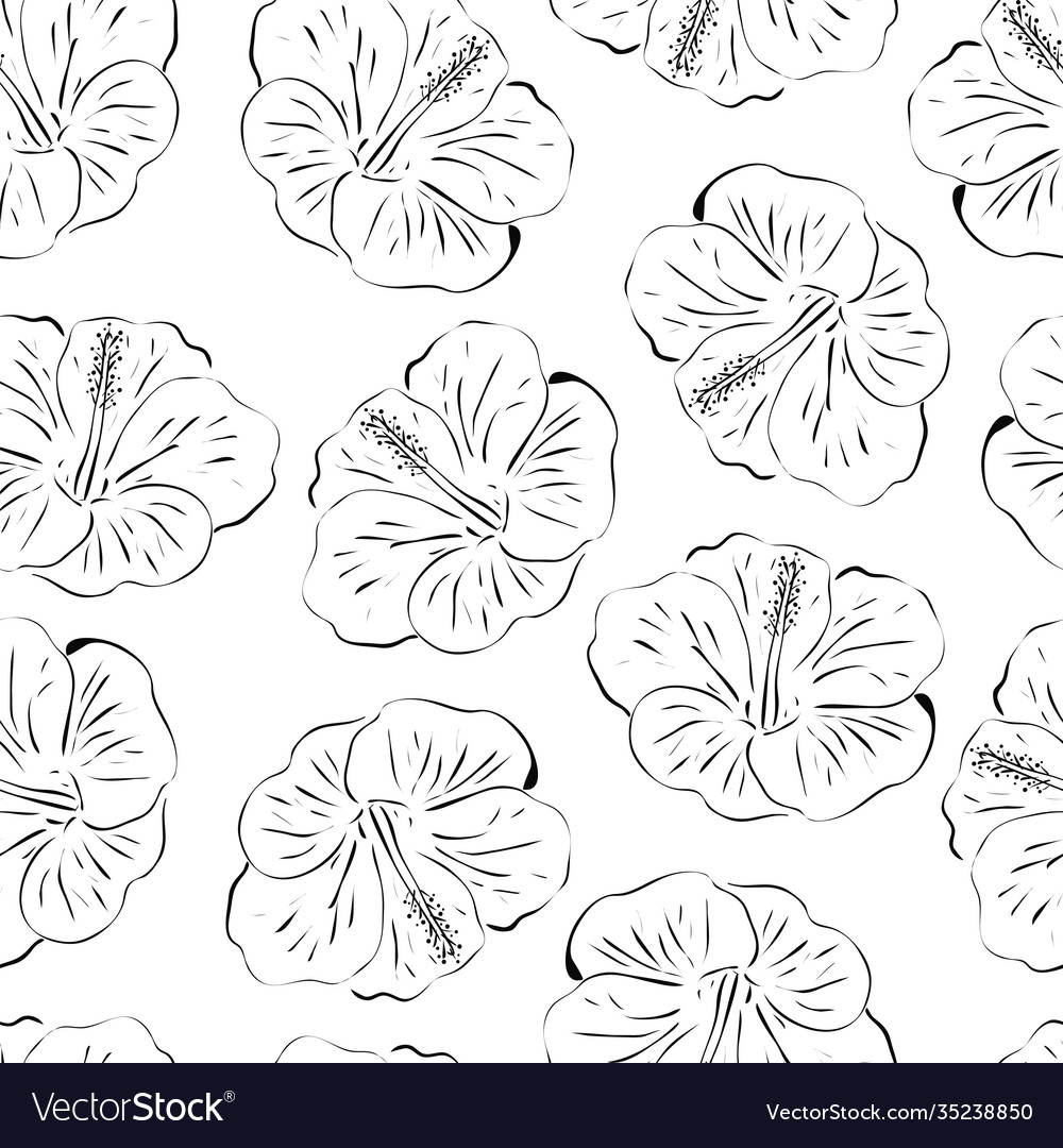 Seamless pattern with hibiscus Royalty Free Vector Image