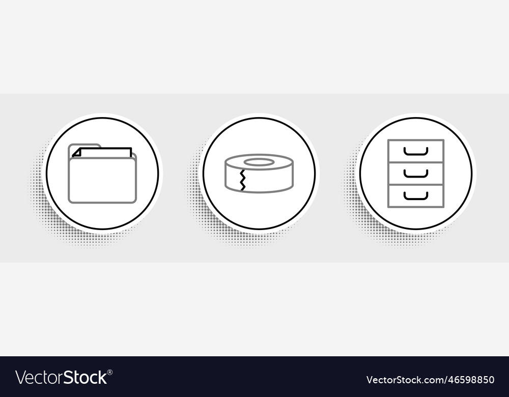 Set line drawer with documents document folder vector image Set line drawer with documents document folder