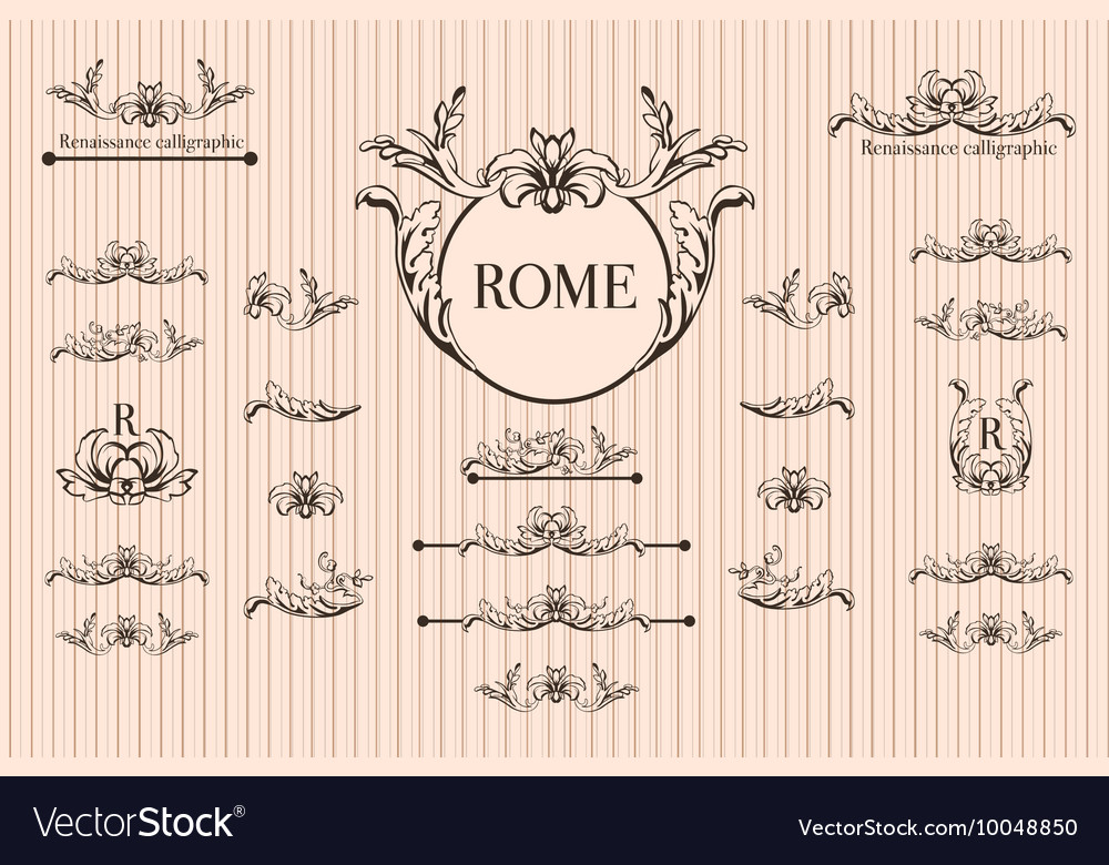 Set of calligraphic design elements page