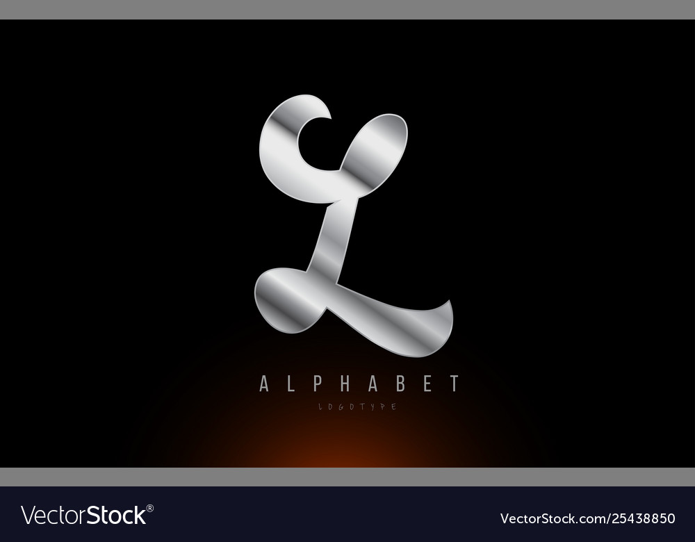 Silver grey metallic letter l logo design Vector Image