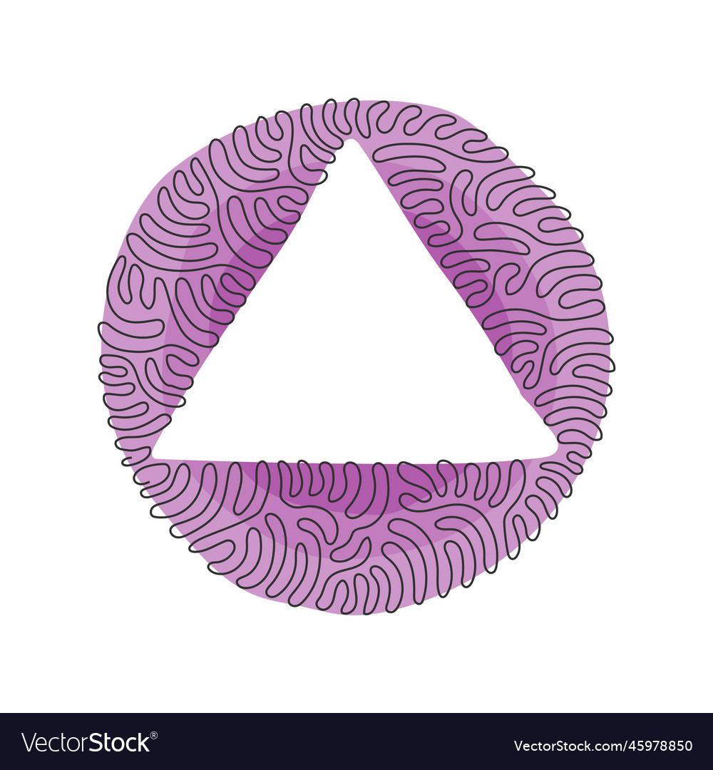 Single continuous line drawing triangle icon flat