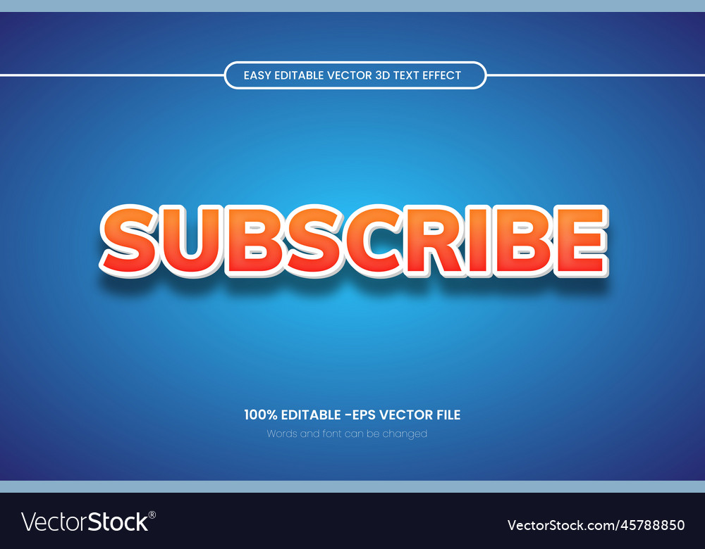 Subscribe 3d editable text effect template design