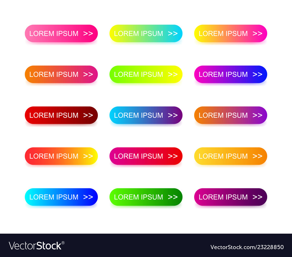 Web buttons design with colorful trendy gradient vector image Web buttons design with colorful trendy gradient