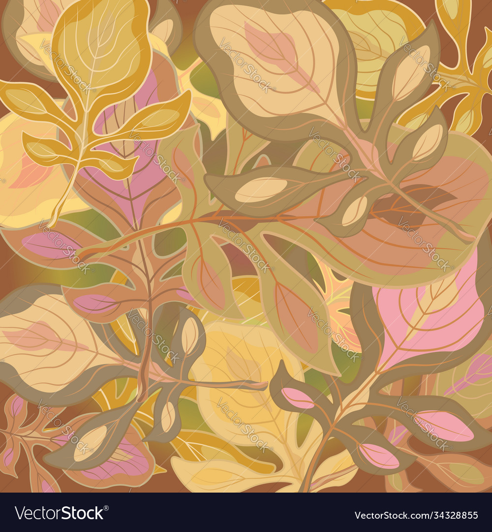 Autumn leaves pattern on gradient background Vector Image Autumn leaves pattern on gradient background