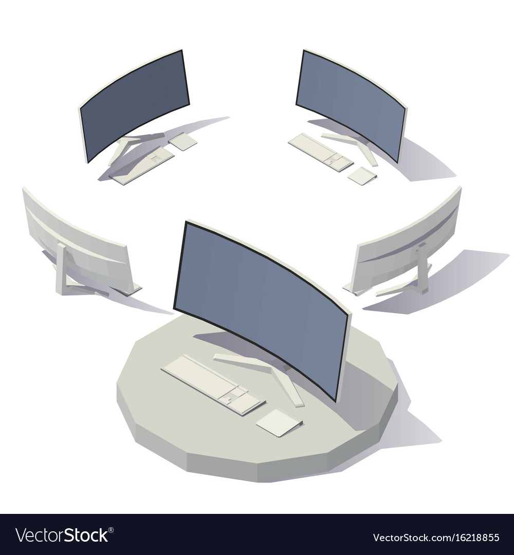 Curved Screen Computer Isometric