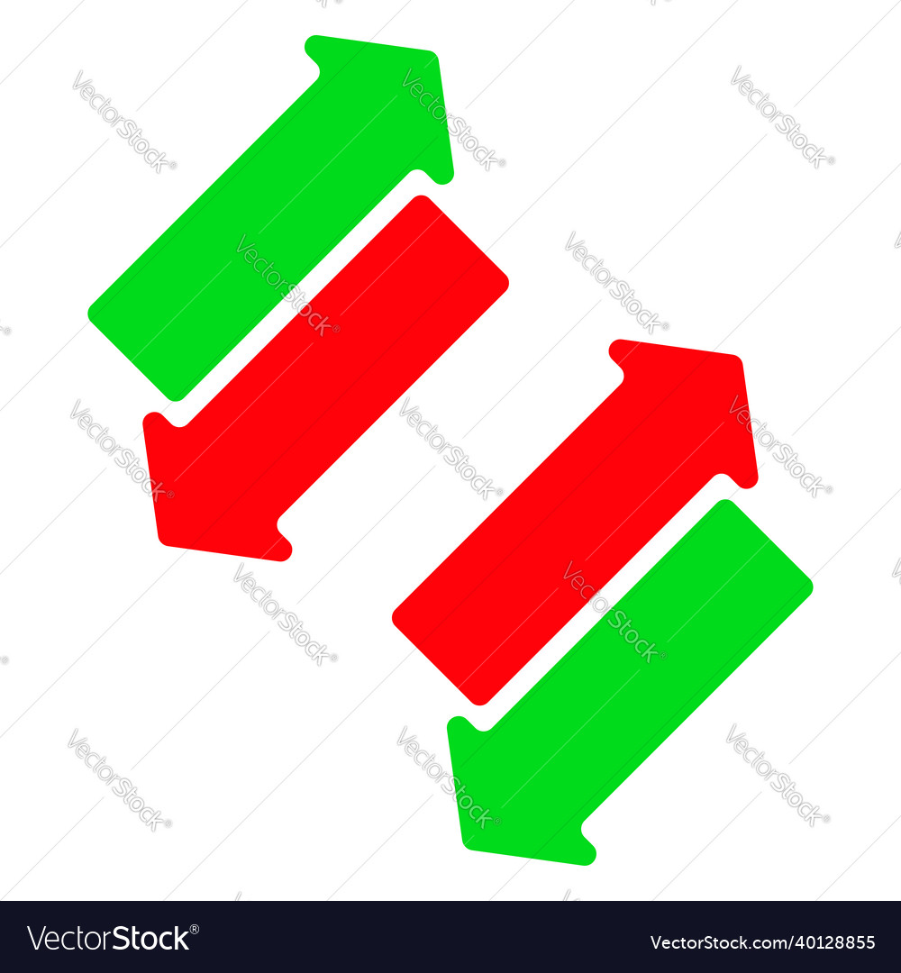 Green and red up down arrow pointing vector image Green and red up down arrow pointing