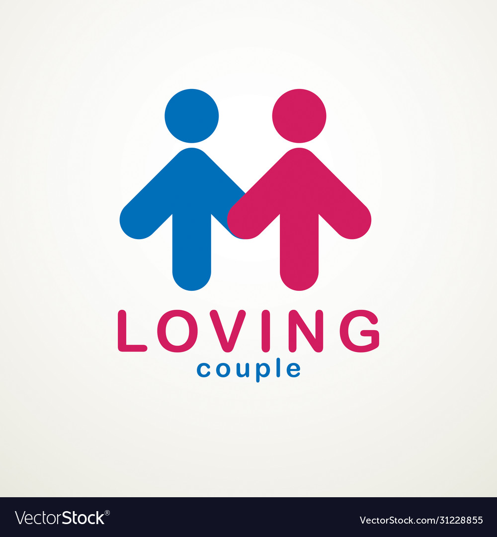 Happy couple simple logo or icon created