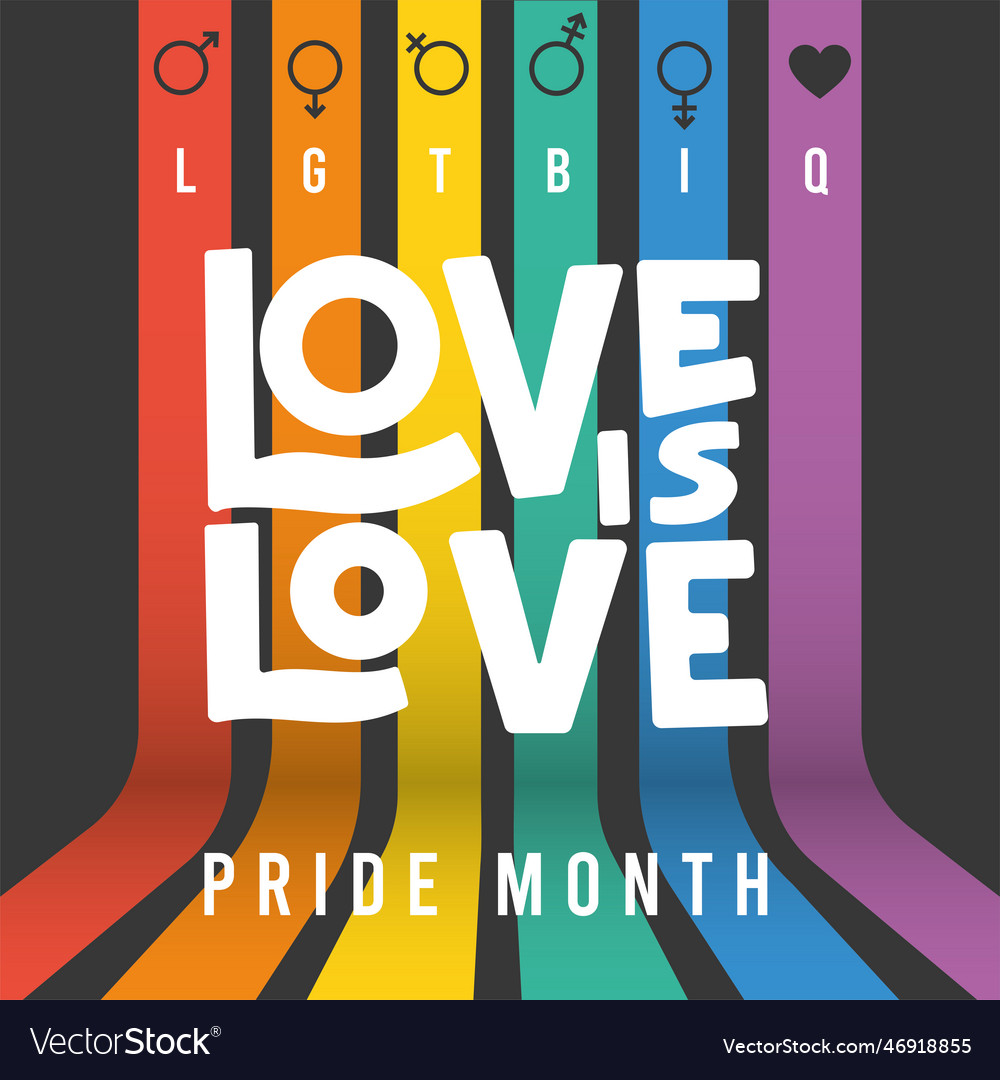 Happy pride day poster rainbow colors with love Vector Image