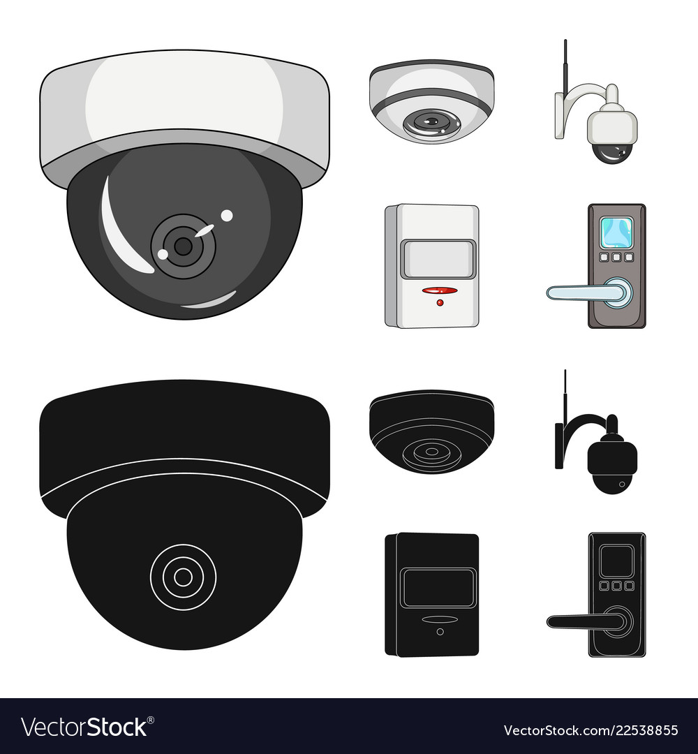 Isolated object of cctv and camera symbol set Vector Image Isolated object of cctv and camera symbol set