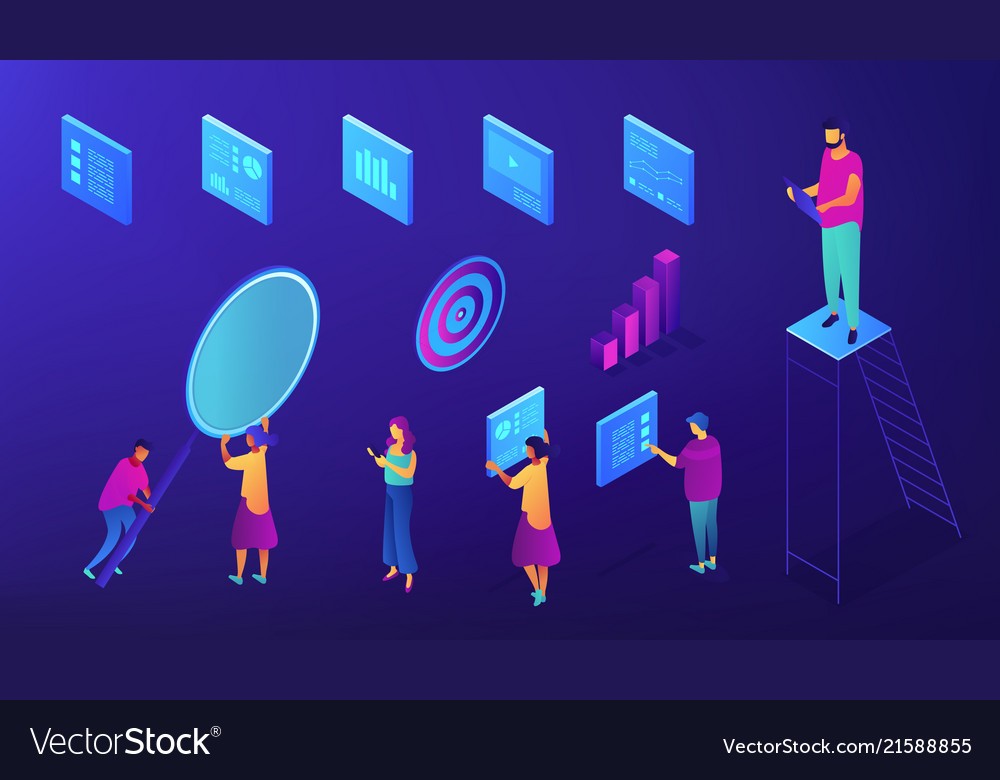 It team seo experts isometric set