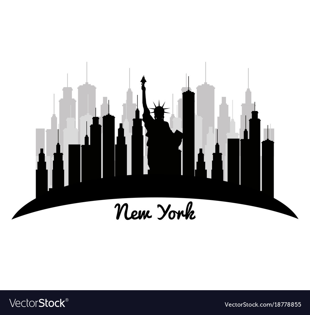 New york city statue of liberty scene Royalty Free Vector