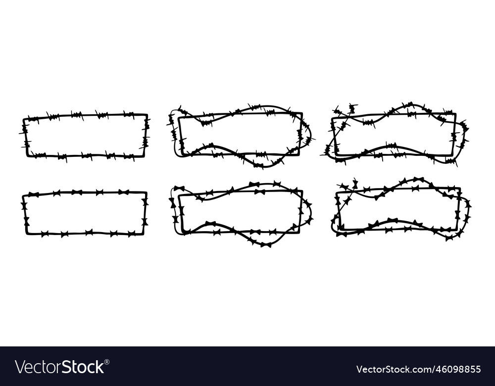 Rectangle and abstract frame barbed wired set 6