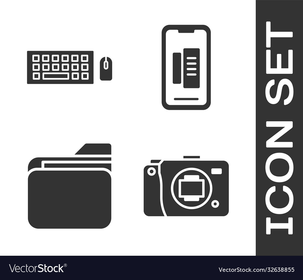 Set mirrorless camera keyboard and mouse Vector Image Set mirrorless camera keyboard and mouse