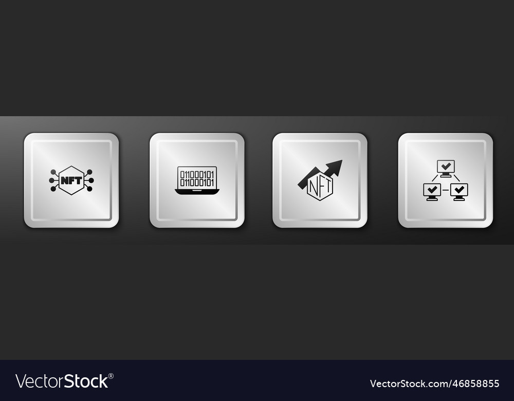 Set nft digital crypto art binary code growth vector image Set nft digital crypto art binary code growth
