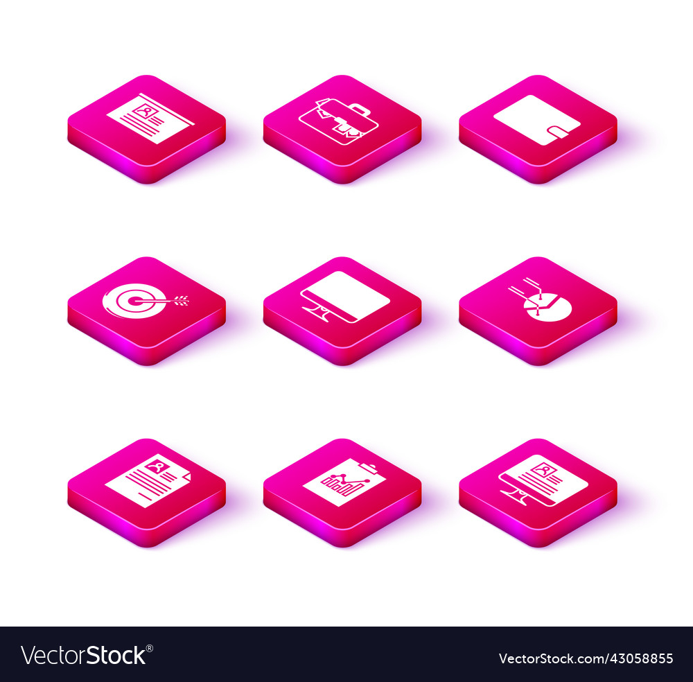 Set resume clipboard with graph chart target vector image Set resume clipboard with graph chart target