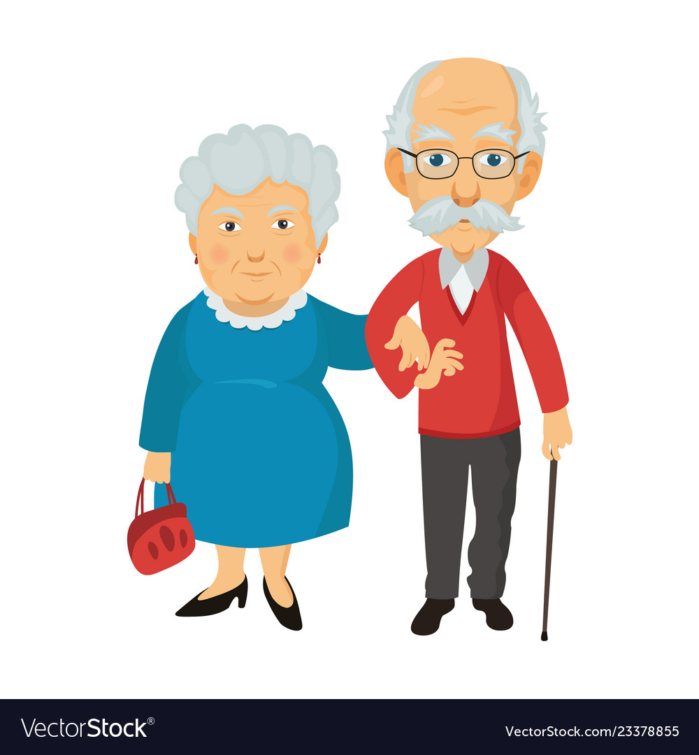 Smiling Standing Old People Grandma And Grandpa Vector Image 