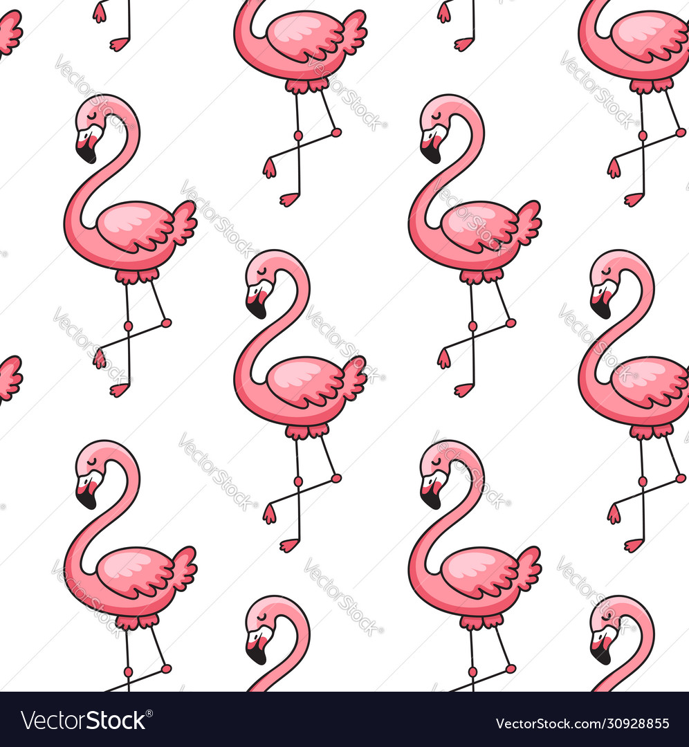 Tropical ornament with exotic pink flamingo birds