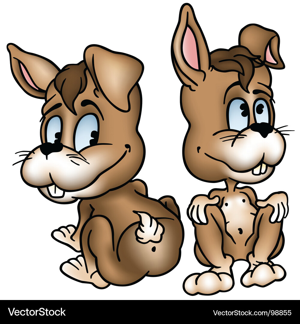 Two rabbits Royalty Free Vector Image - VectorStock