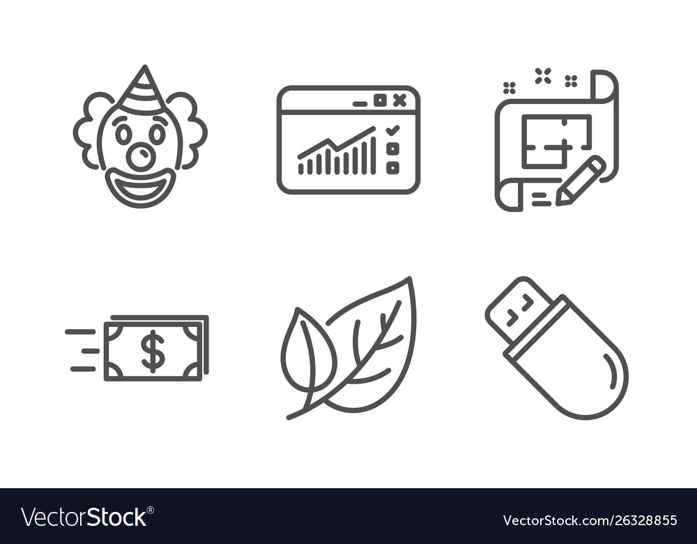 Web traffic clown and architect plan icons set