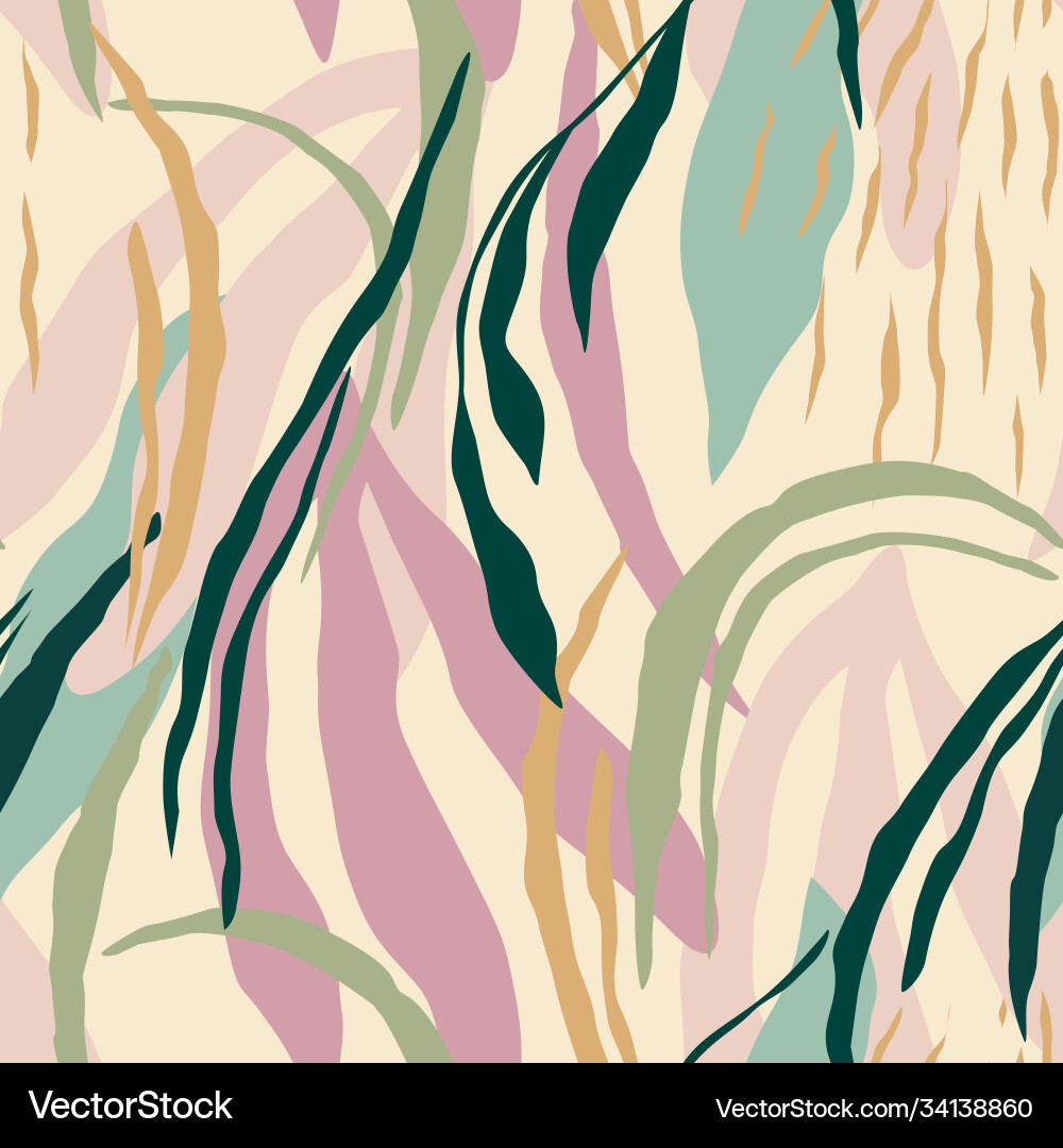 Artistic seamless pattern with abstract leaves Vector Image