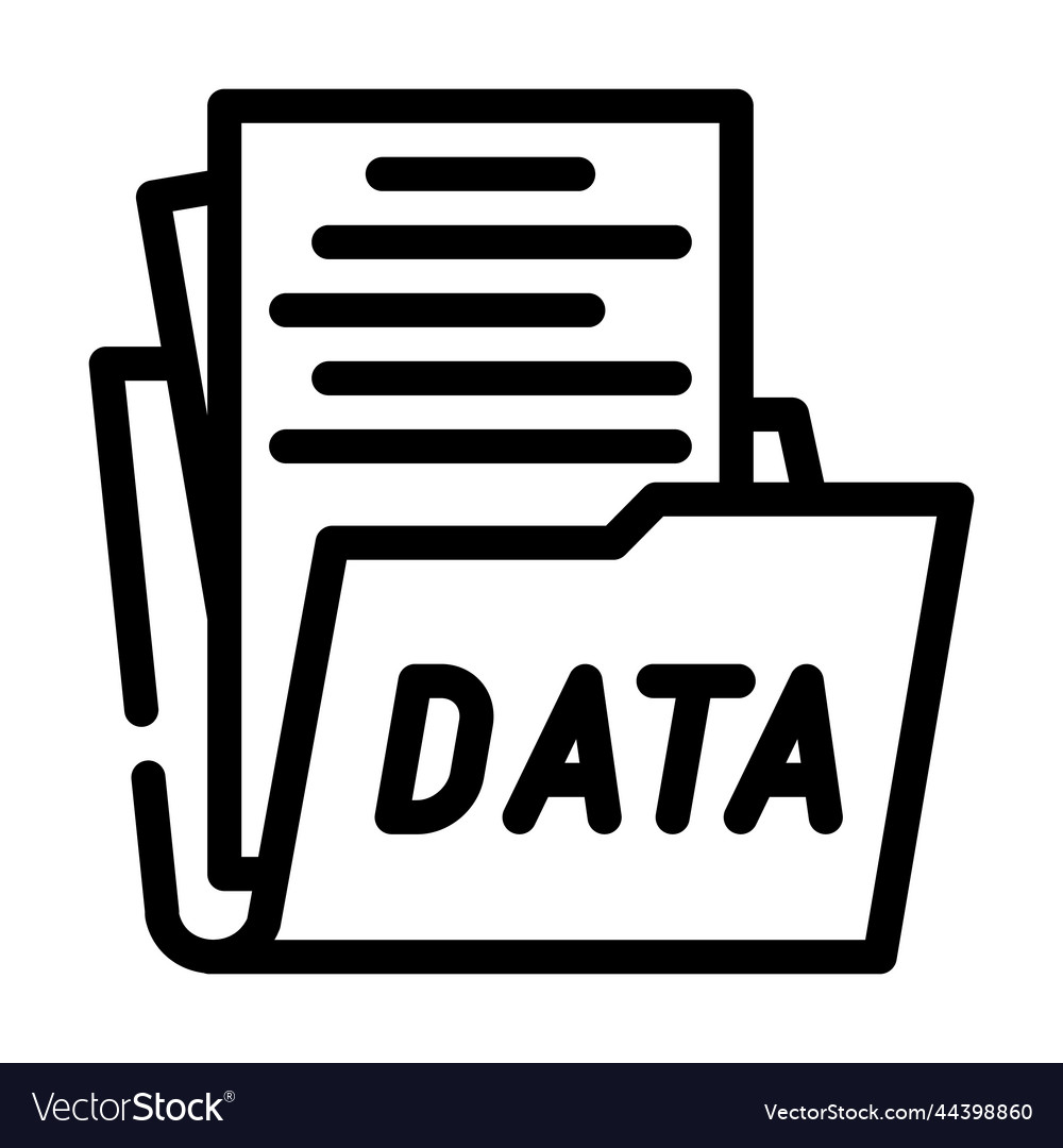 Data folder line icon vector image Data folder line icon