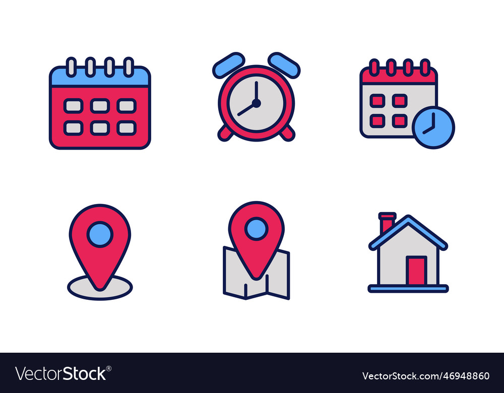 date-and-place-icon-with-linear-color-style-vector-image