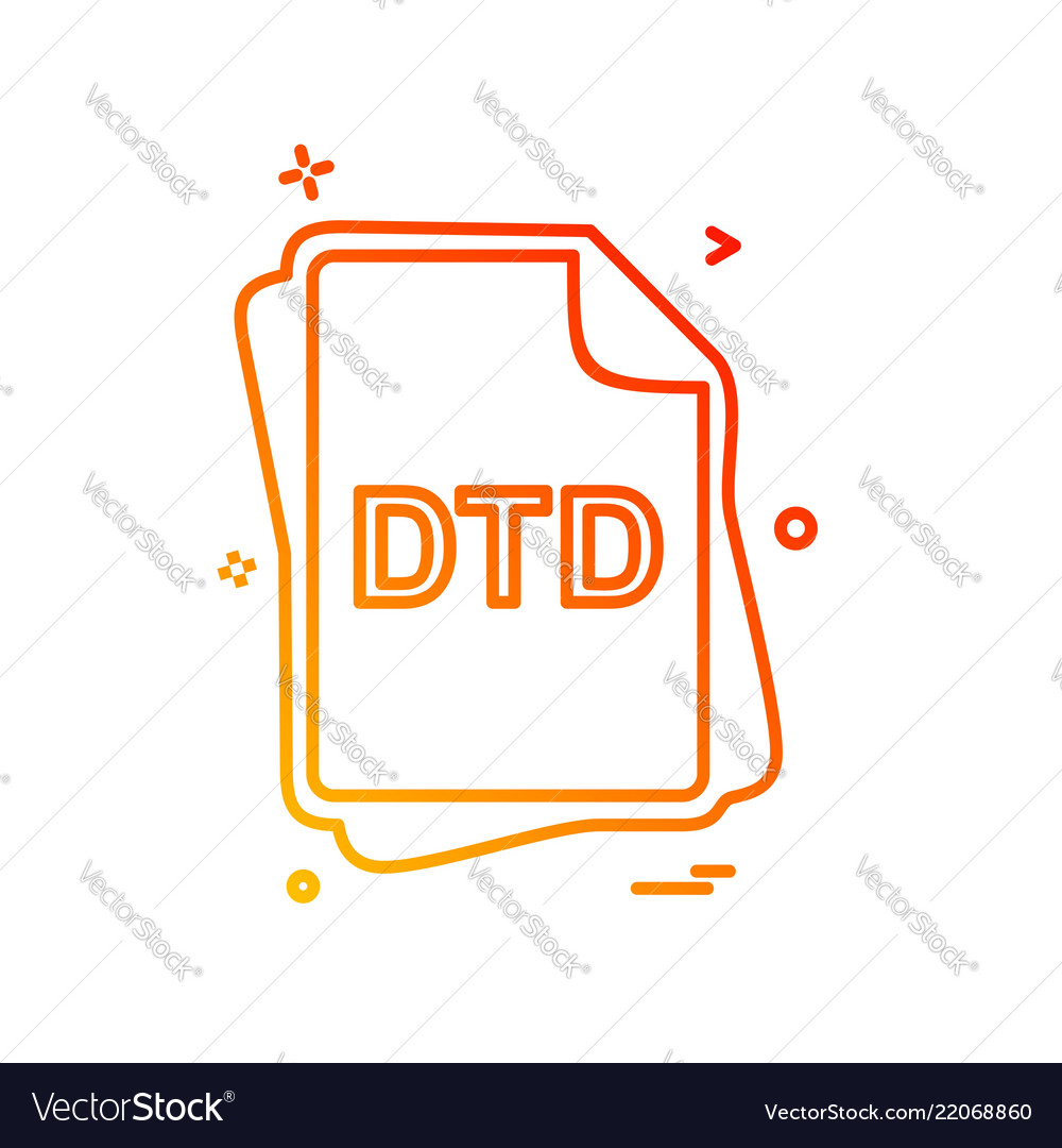 Dtd file type icon design vector image Dtd file type icon design