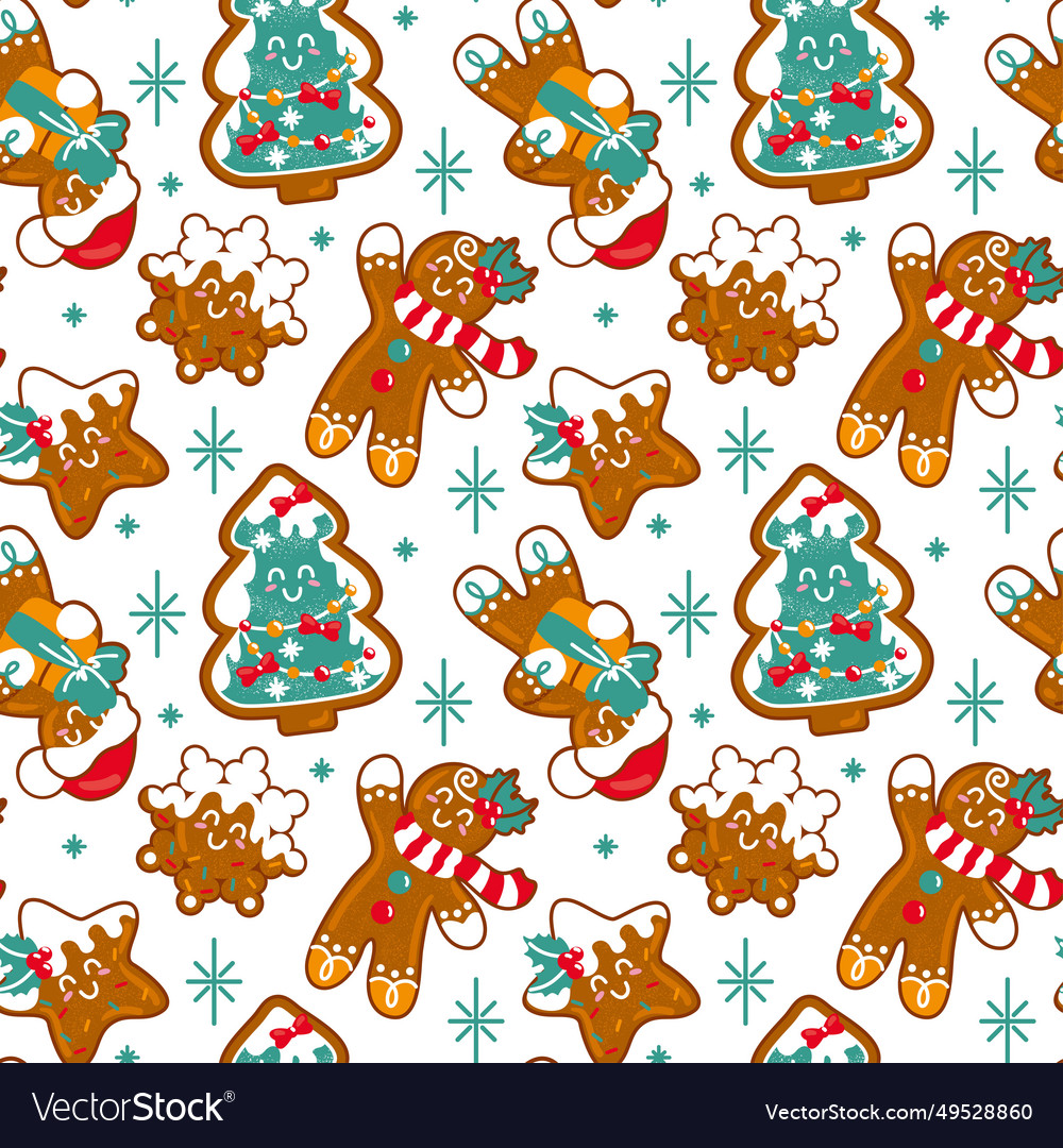 Gingerbread man and other traditional cookies Vector Image