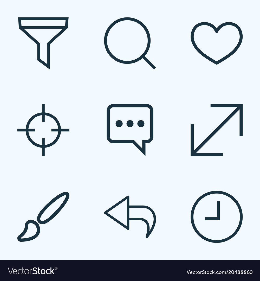 Interface icons line style set with return