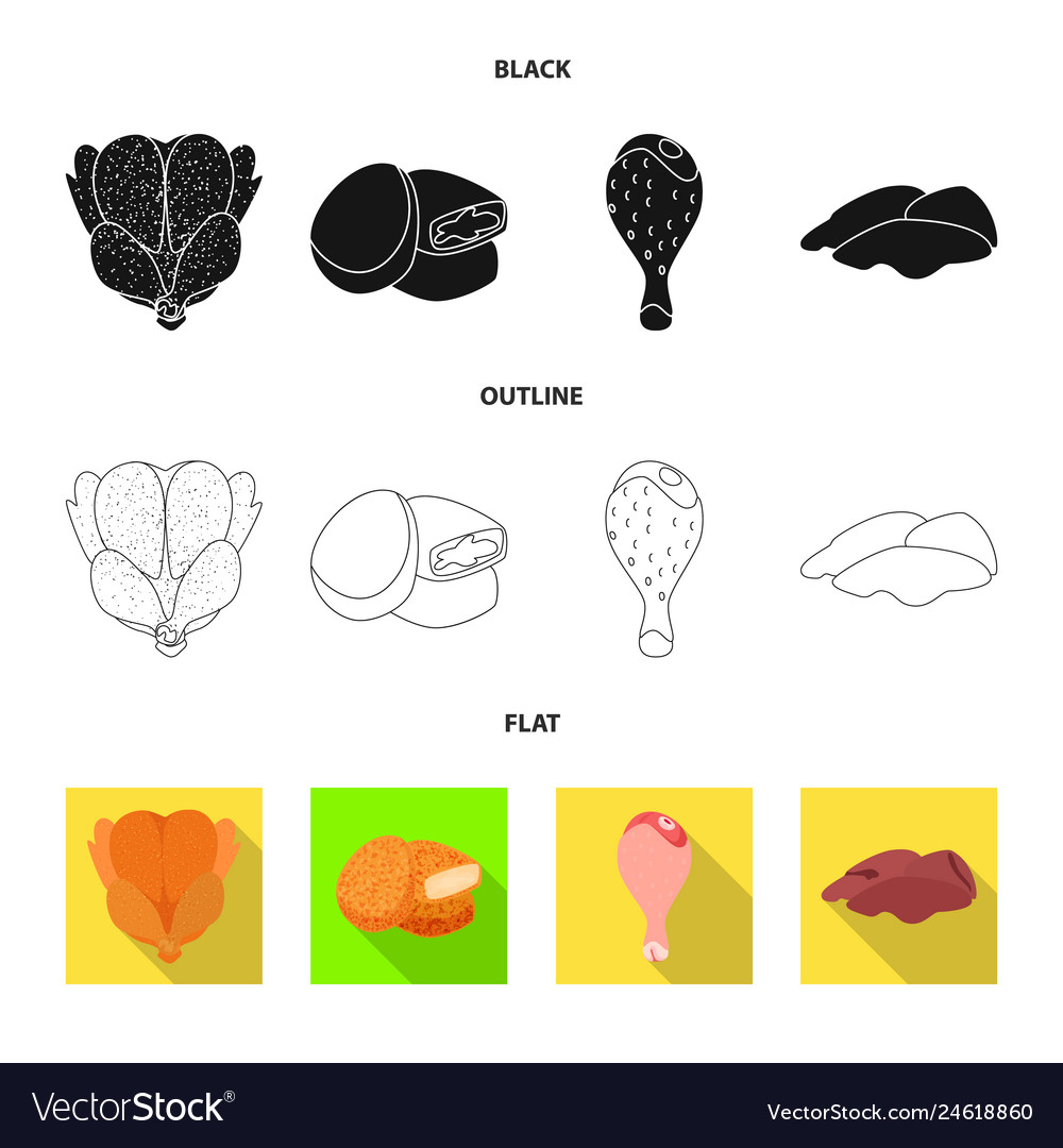 Isolated object of product and poultry icon set