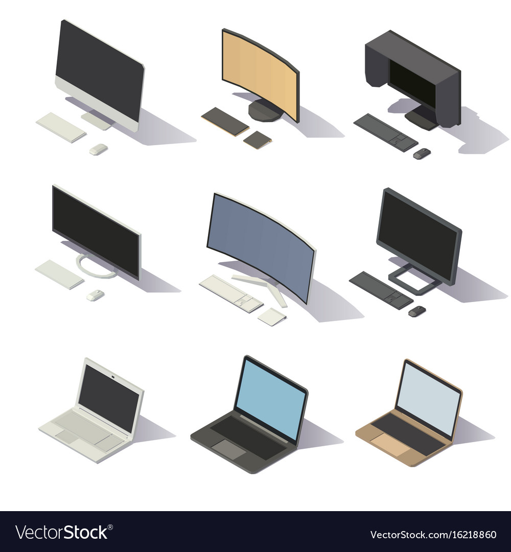 Isometric Low Poly Computer Set