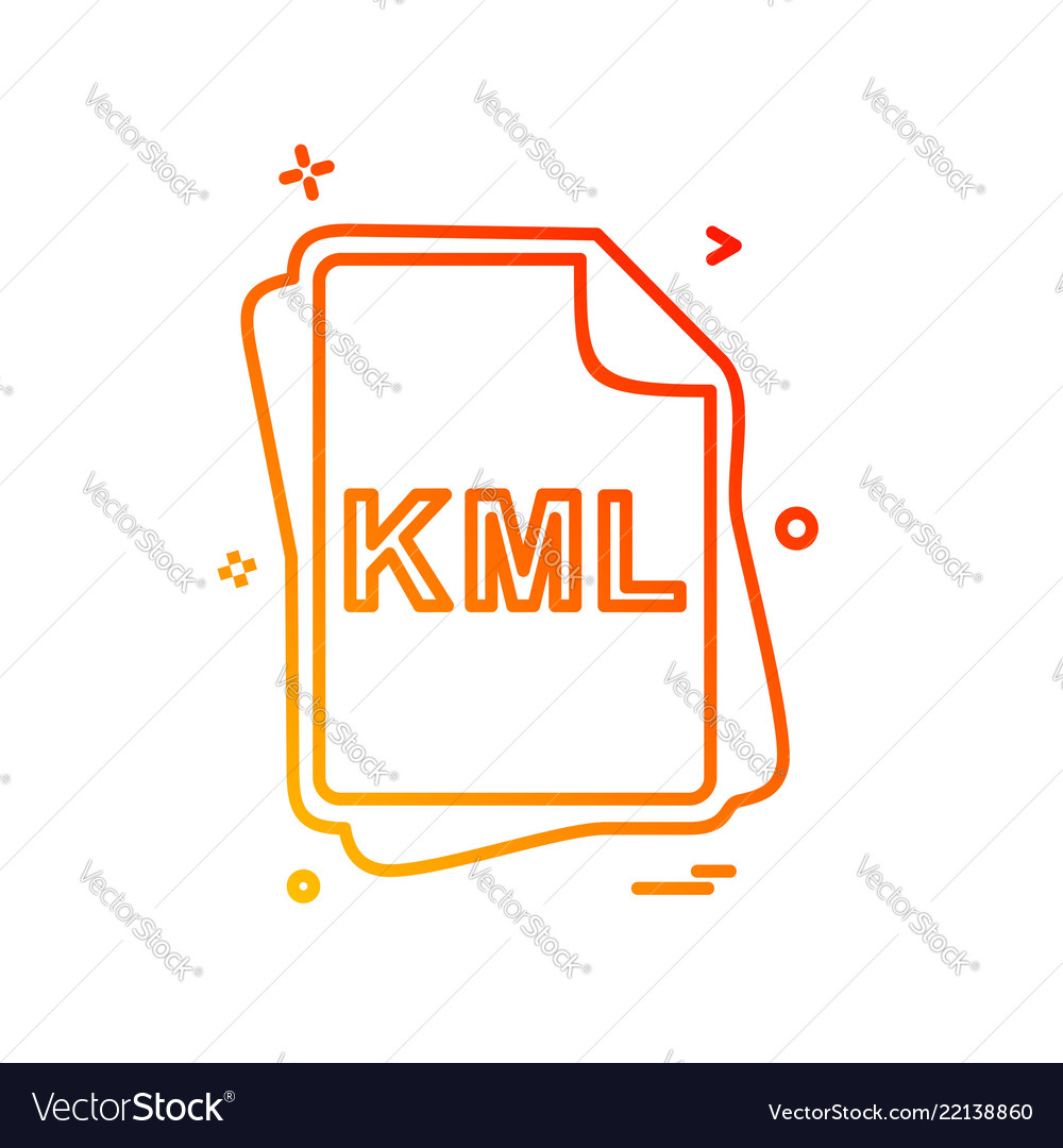 Kml file type icon design Vector Image Kml file type icon design