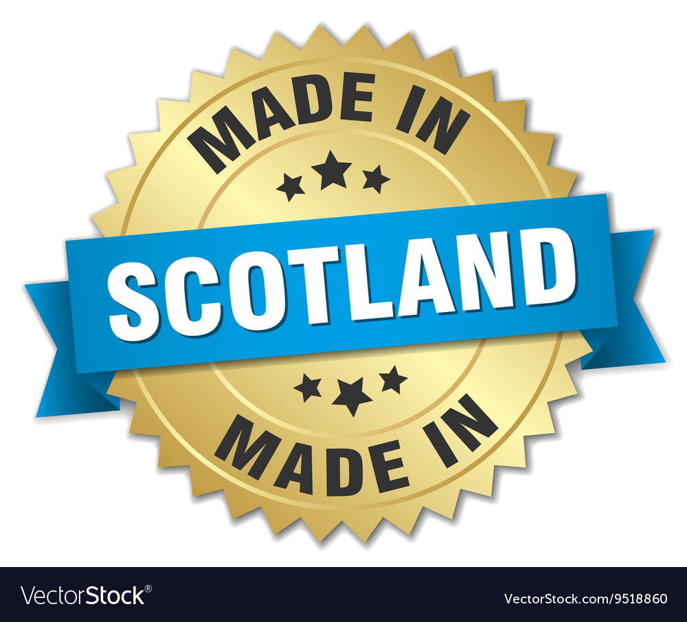 Made in scotland gold badge mit blauen band