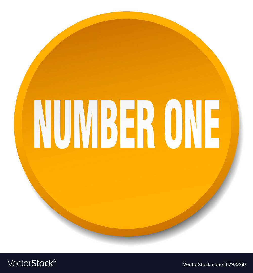 Number one orange round flat isolated push button