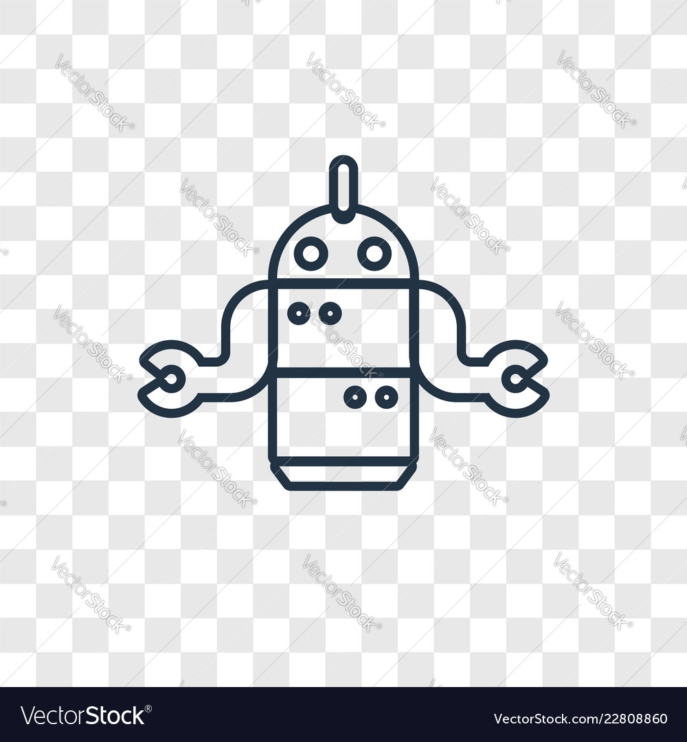 Robot concept linear icon isolated on transparent Vector Image Robot concept linear icon isolated on transparent
