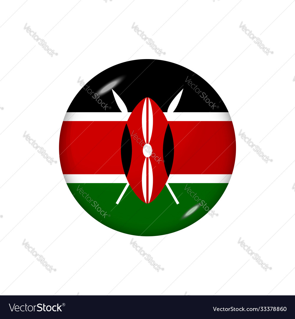 Runde Flagge kenya Knopf Symbol glänzende Abzeichen