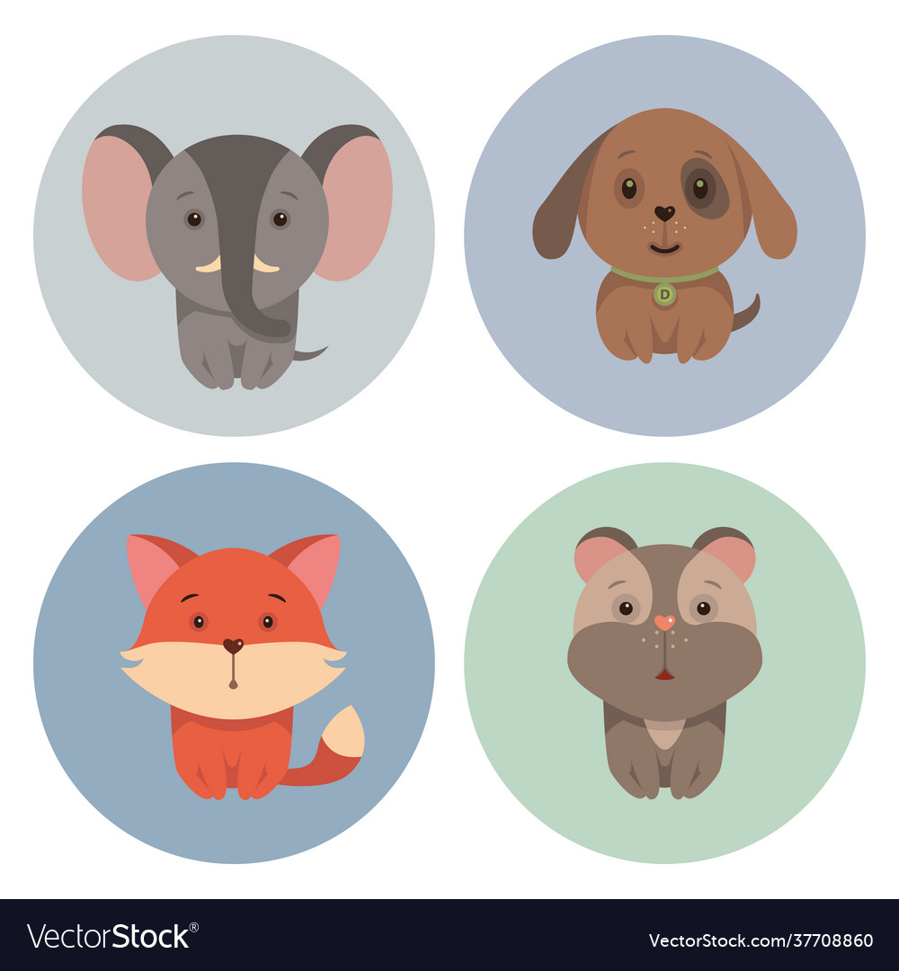 Set cartoon animals