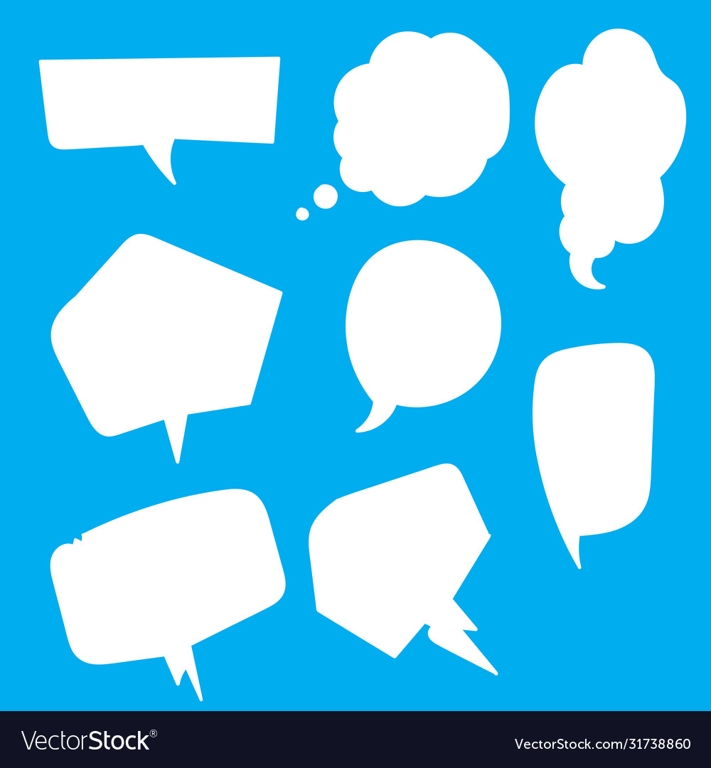 Set hand drawn different empty speech bubble